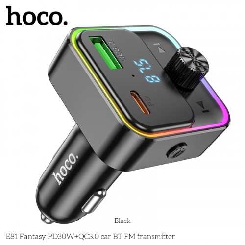 АЗП/ФМ Модулятор HOCO E81 Fantasy PD30W+QC3.0 Black-1
