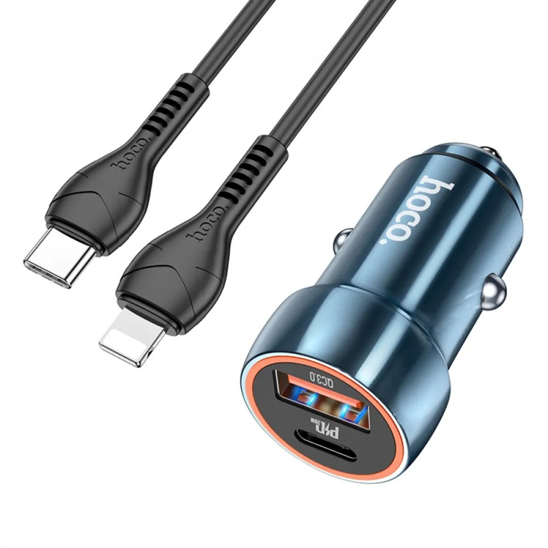 Автомобільний зарядний пристрій HOCO Z46A Blue whale PD20W+QC3.0 Sapphire Blue-1