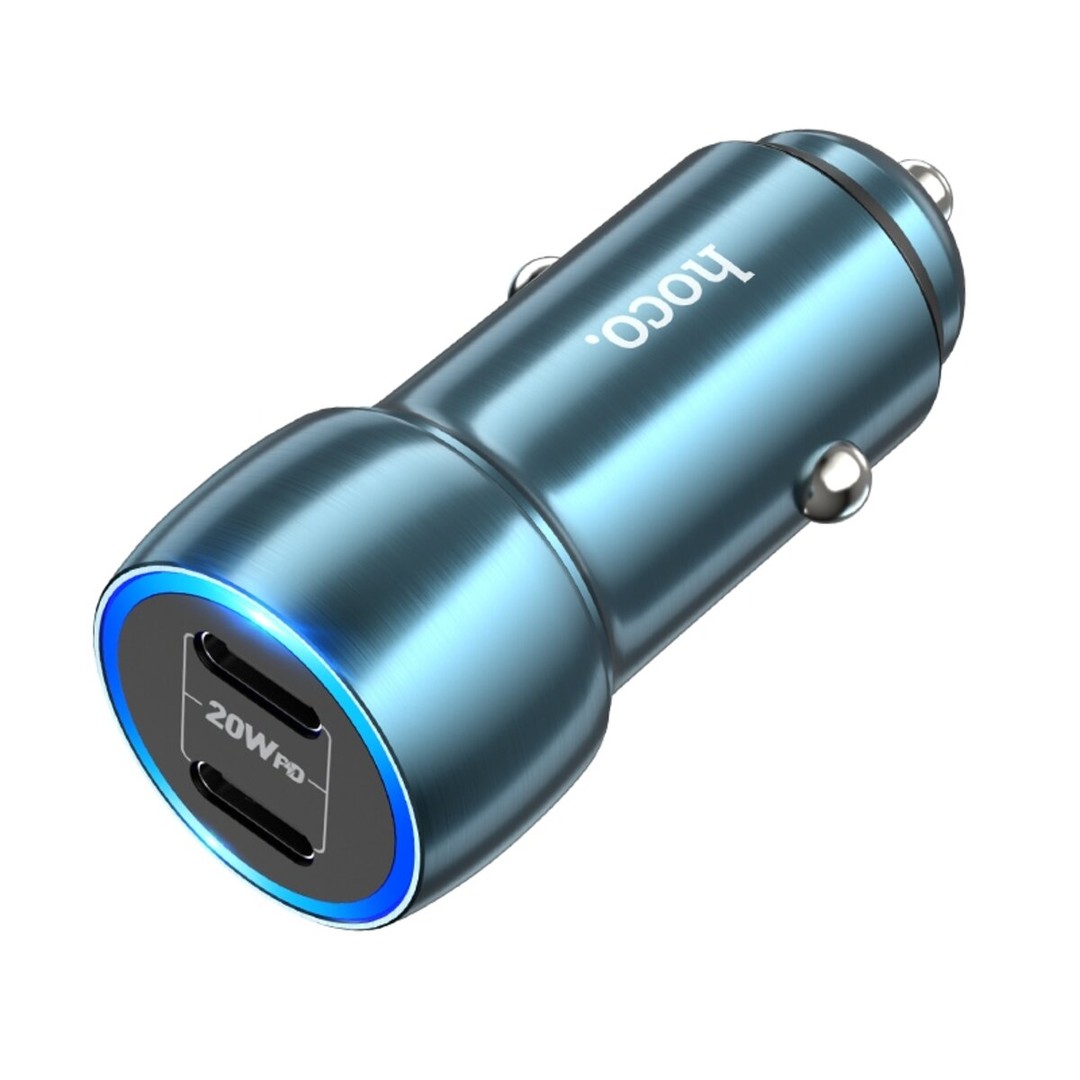 Автомобільний зарядний пристрій HOCO Z48 Tough 40W dual port (Type-C to Type-C) Sapphire Blue-2