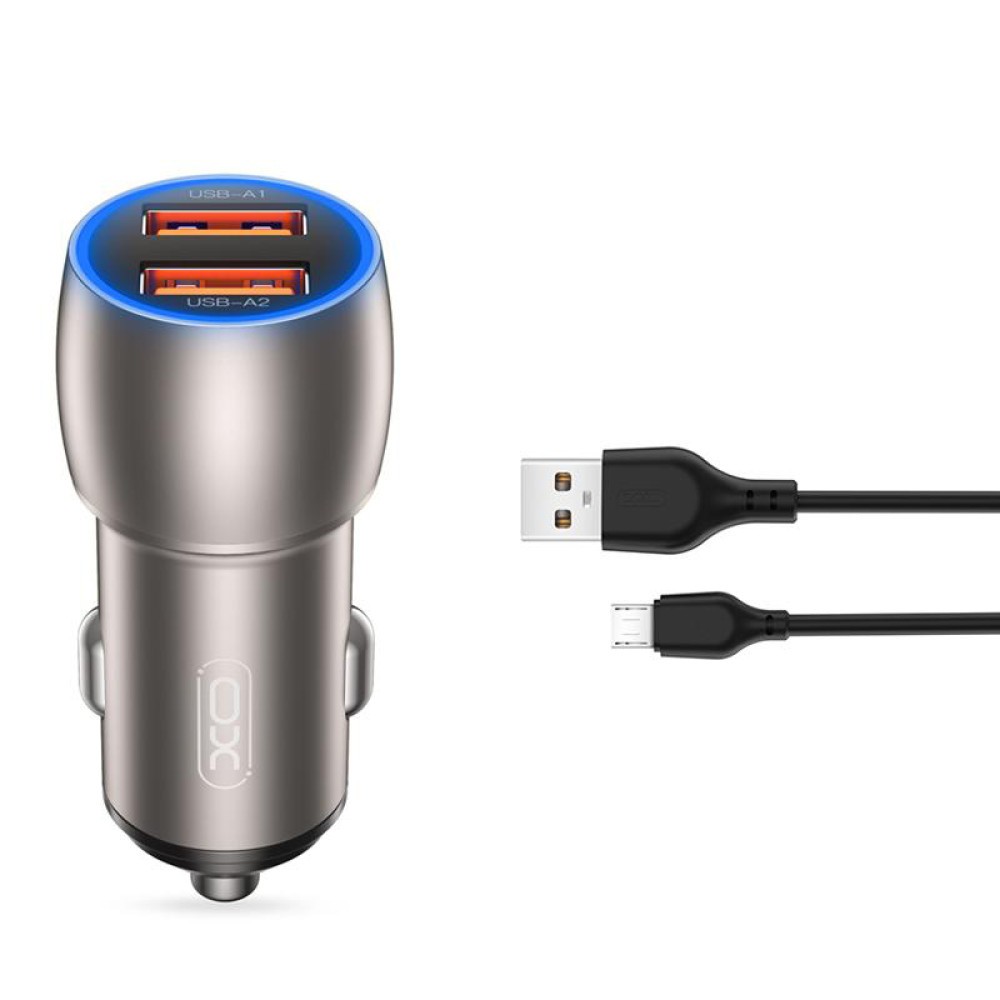 АЗП XO CC52  QC3.0 36W Car Charger with TYPE-C cable-1