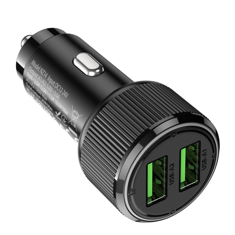 АЗП Hoco NZ14 Guerrero (2USB) 36W (Чорний)-3