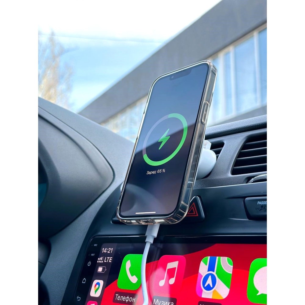 Holder magnetic з бездротовою зарядкою X19 15W (Білий)-4