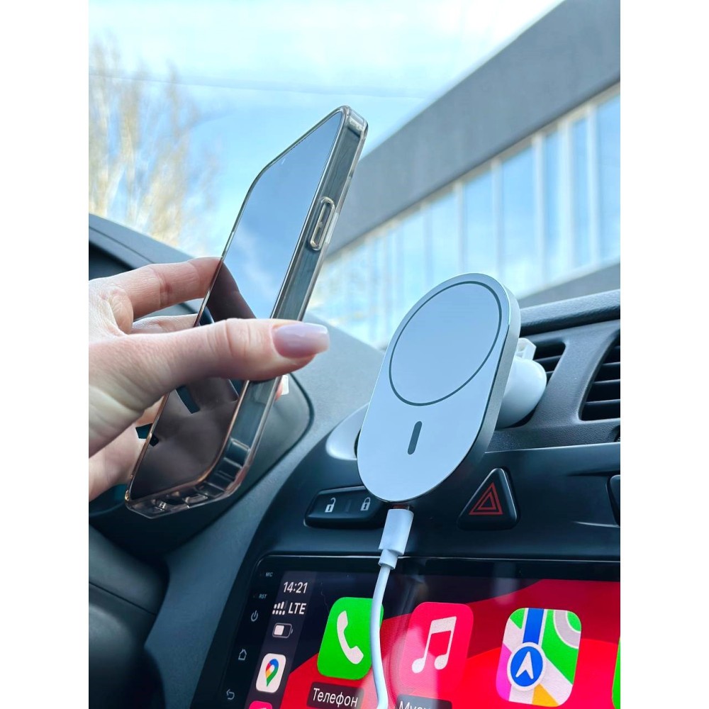 Holder magnetic з бездротовою зарядкою X19 15W (Білий)-3
