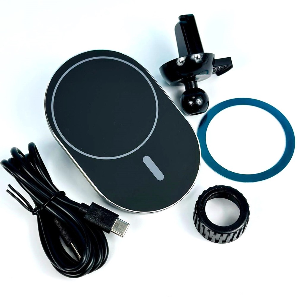 Holder magnetic з бездротовою зарядкою X19 15W (Чорний)-1