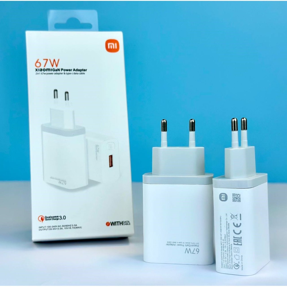 Мережевий адаптер Xiaomi GaN 67W USB-A Швидка зарядка (Білий)-0