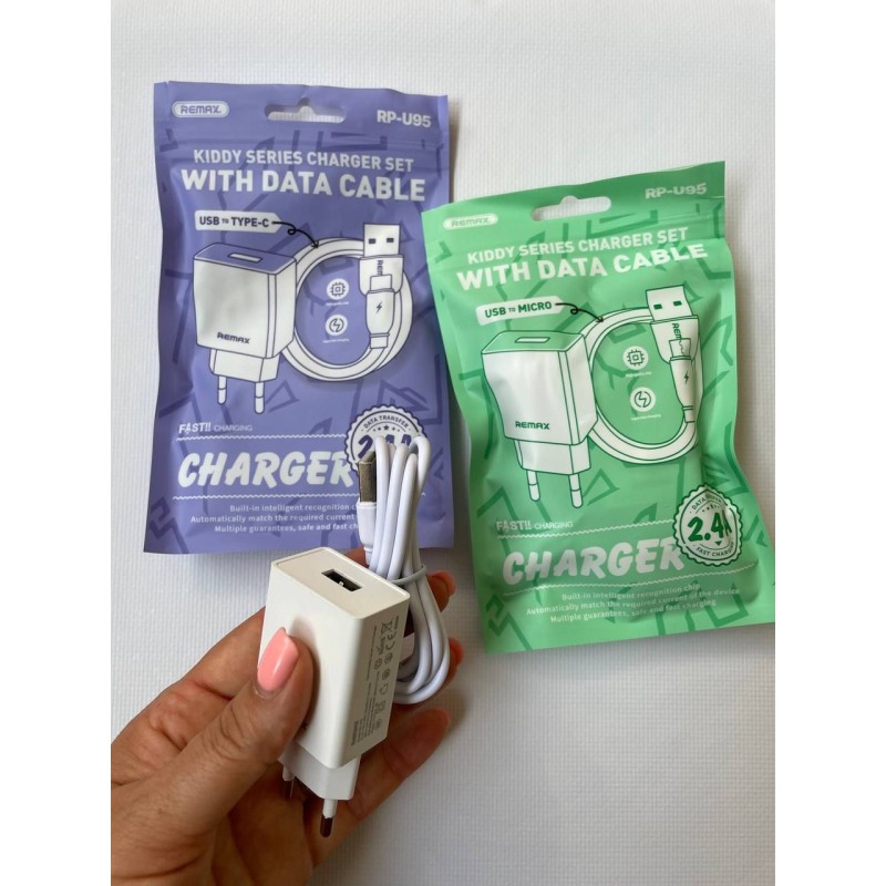 ЗП REMAX (5V 2.4A 1USB) RP-U95 with cable Type-c-0