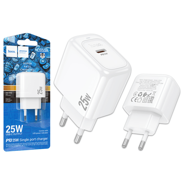 Зарядний блок HOCO CS53A PD25W (White)-0