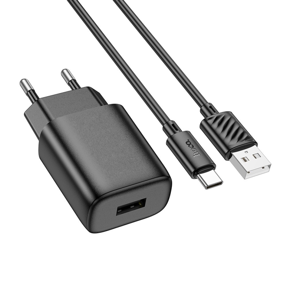 Зарядний пристрій HOCO C134A 1USB 5V/2.4A Type-C  Black-1