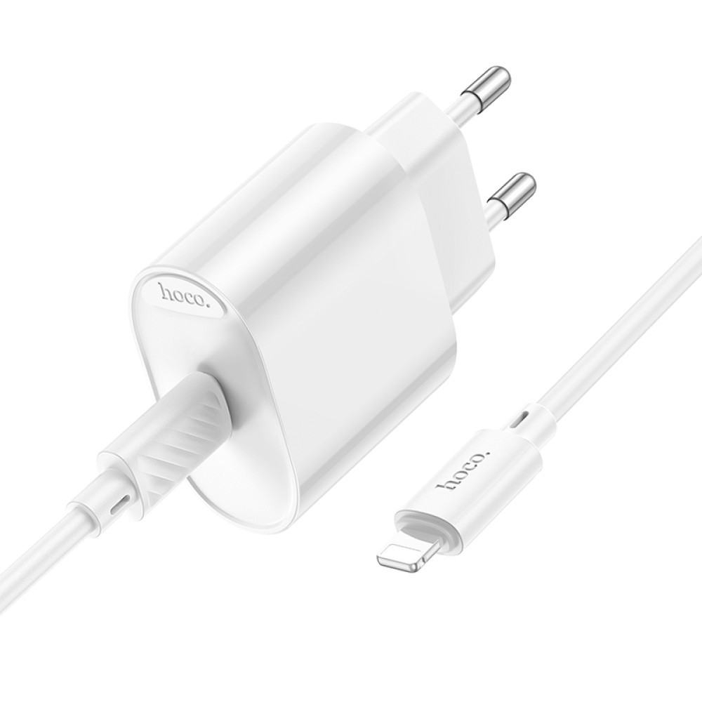 Мережевий зарядний пристрій з кабелем HOCO C109A PD20W  (Type-C to Lightning) White-2