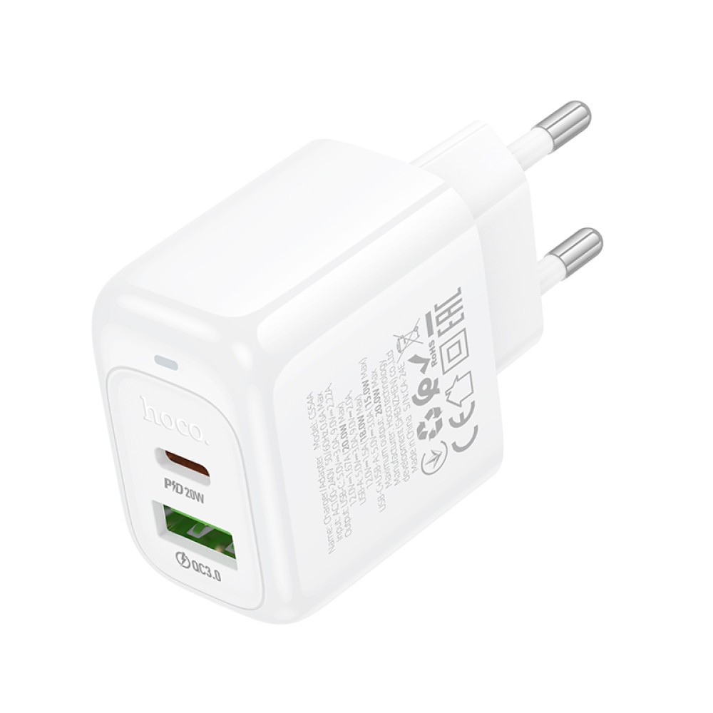 Зарядний блок Hoco CS54A Surplus PD20W+QC3.0 (Білий)-2