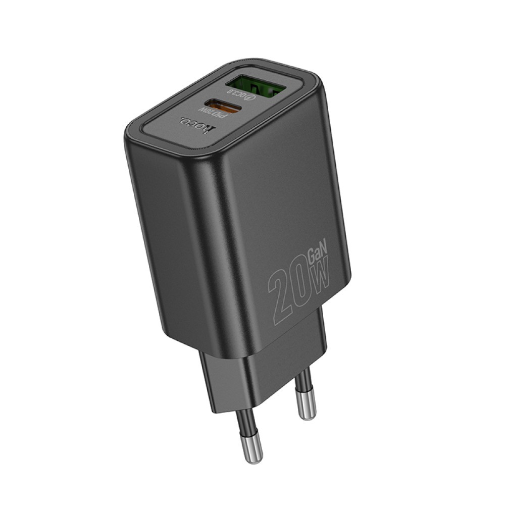 Зарядний блок Hoco N61 Gentle PD20W+QC3.0 (Чорний)-1