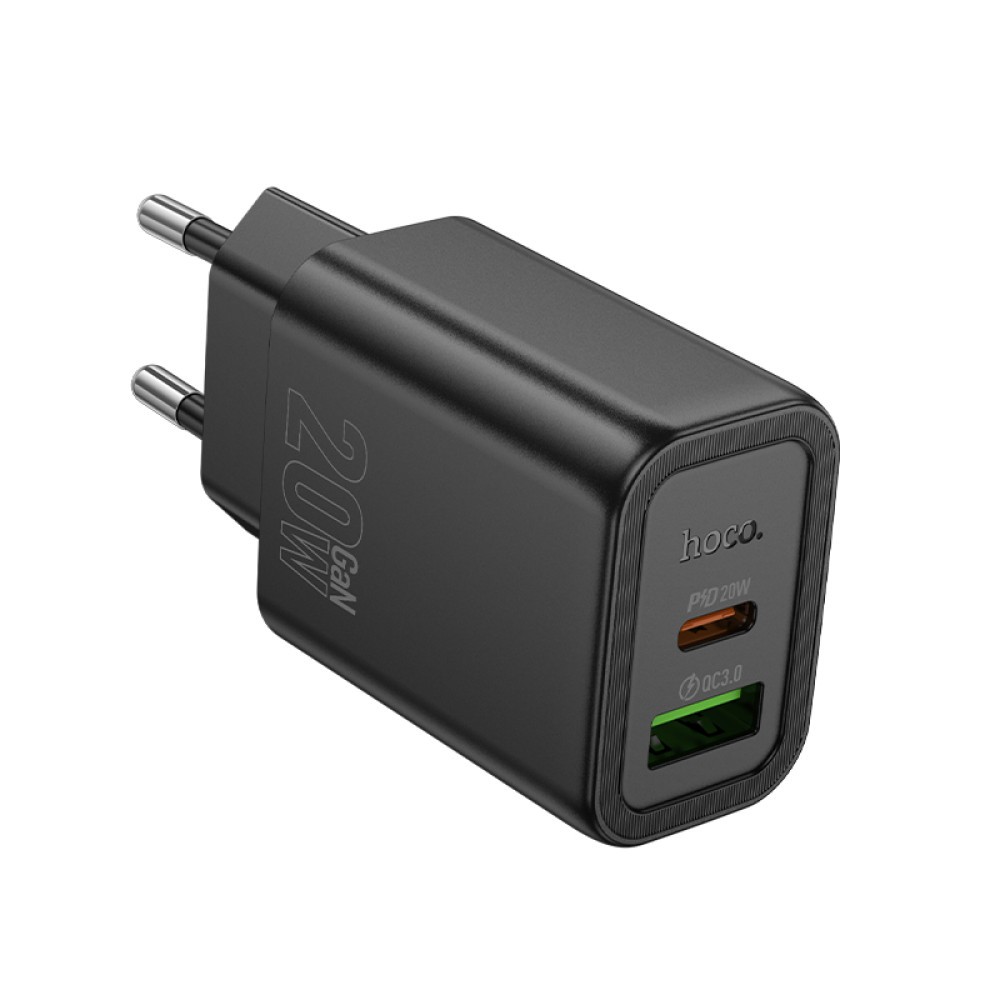 Зарядний блок Hoco N61 Gentle PD20W+QC3.0 (Чорний)-2