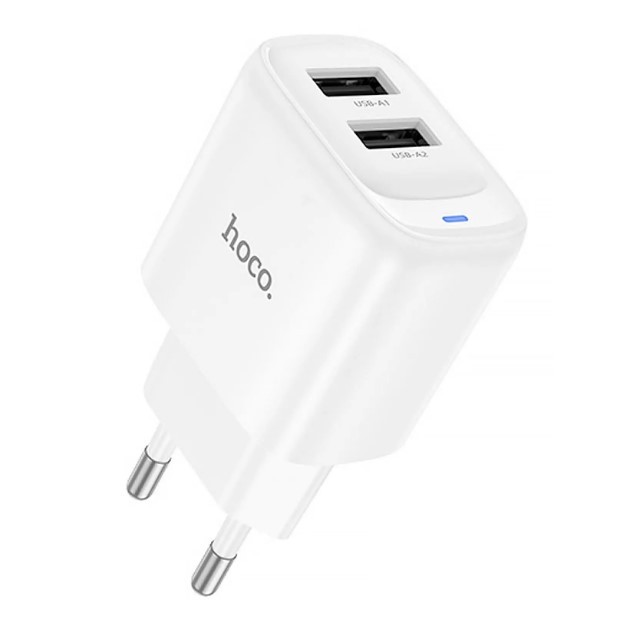 Зарядний пристрій Hoco C141A Smart 2.1A (2USB-A) (Білий)-1