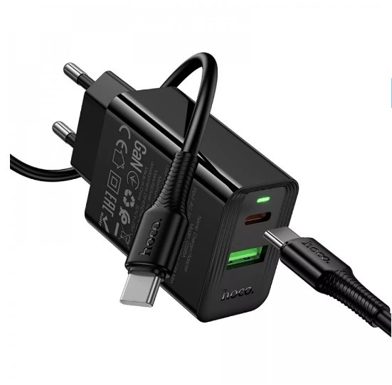 Зарядний блок Hoco CS95A 30W Type-C + USB-A (Black)-2