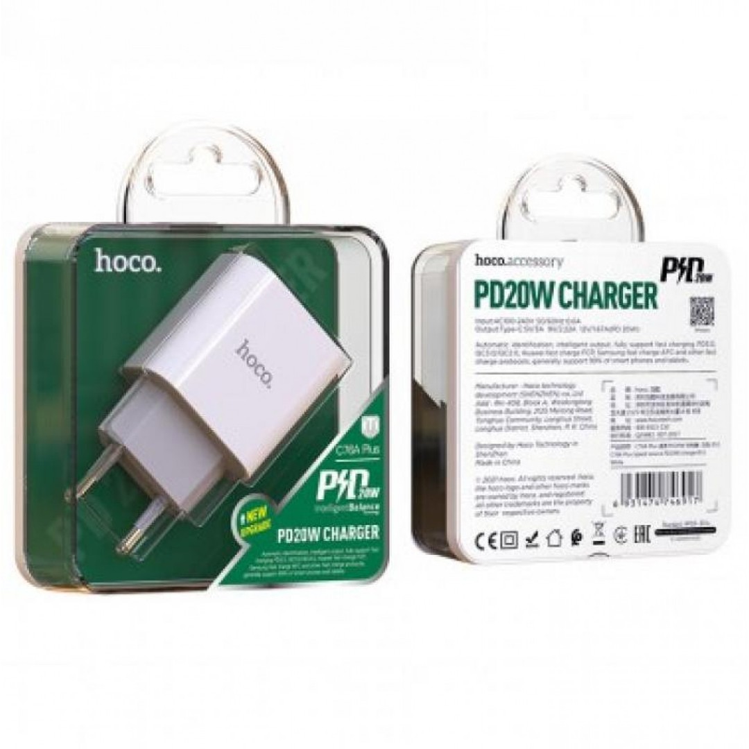 Адаптер Hoco C76A Speed source 1USB PD3.0 EU білий-0