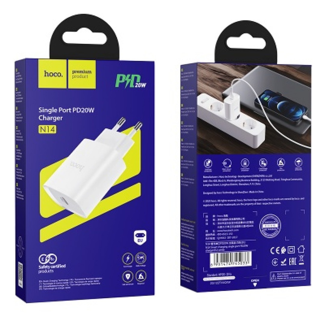 Мережевий адаптер Hoco N14 Smart PD20W білий-0
