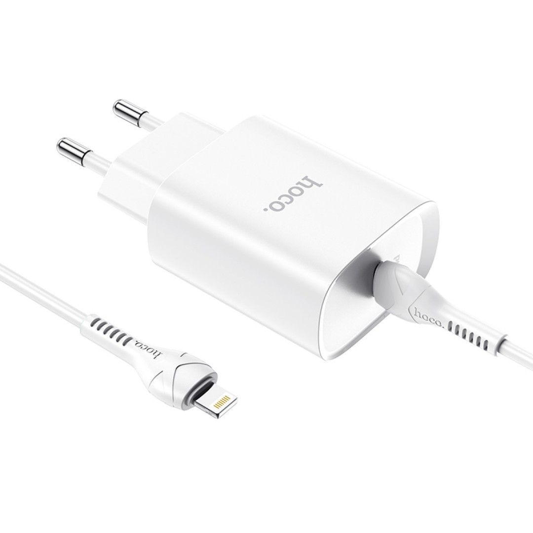 Зарядний пристрій Hoco N14 Smart PD20W+QC3.0 Type-C to Lightning білий-2