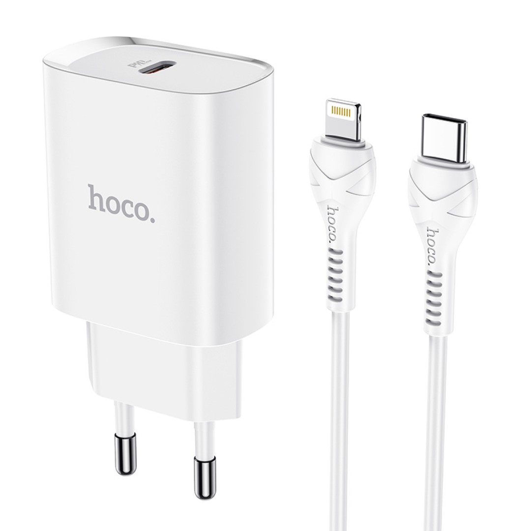 Зарядний пристрій Hoco N14 Smart PD20W+QC3.0 Type-C to Lightning білий-3