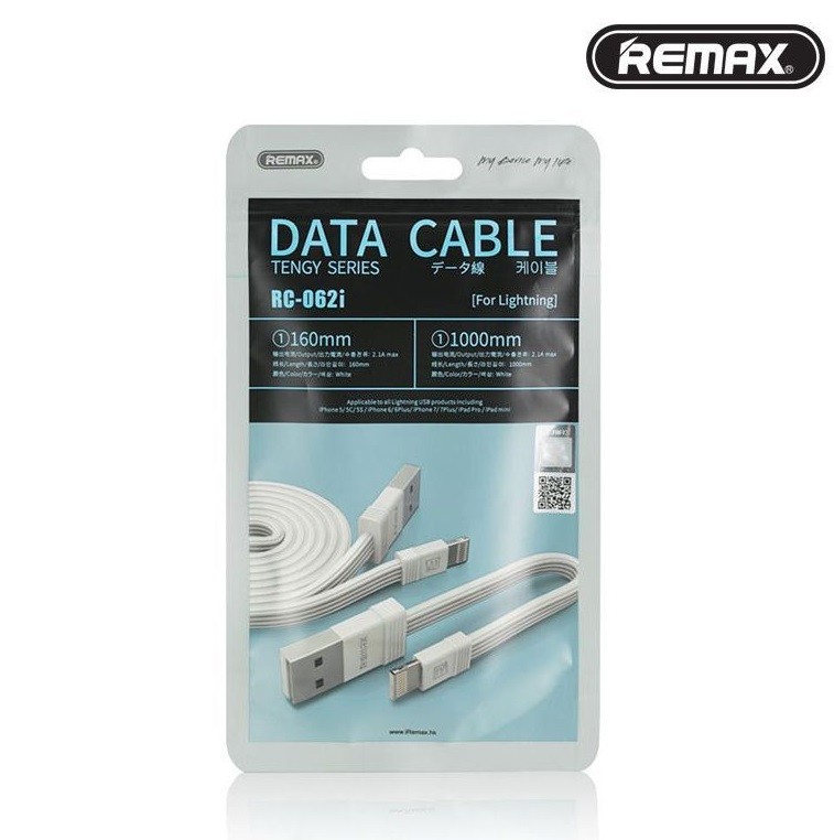 Кабель Lightning Remax RC-062i Tengy Srries 1m+0.16m білий-0
