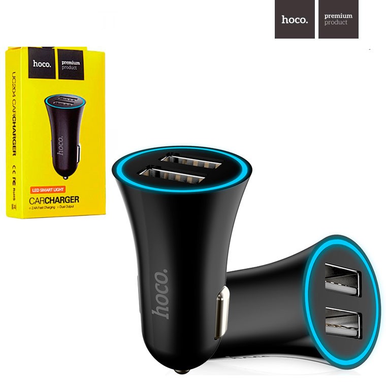 Автомобільний зарядний пристрій Hoco UC204 Car Charger (2 USB)(2.4A)-0