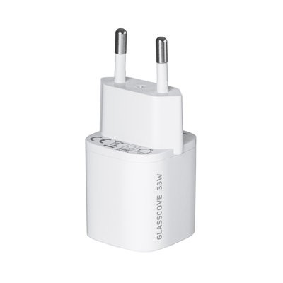 Адаптер мережевий Glasscove (33W) Port Type-C + USB (White)-1