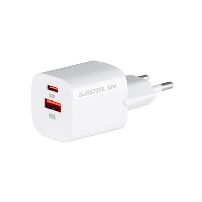 Адаптер мережевий Glasscove (33W) Port Type-C + USB (White)-0