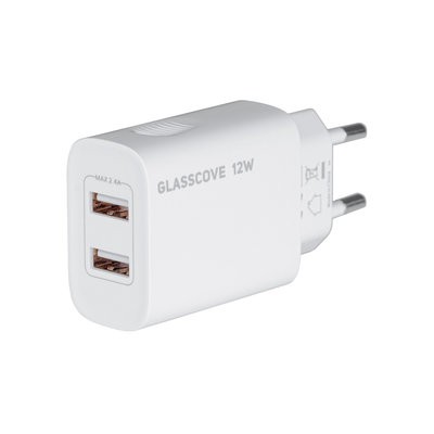 Адаптер мережевий Glasscove (12W) 2 Port USB  (White)-0