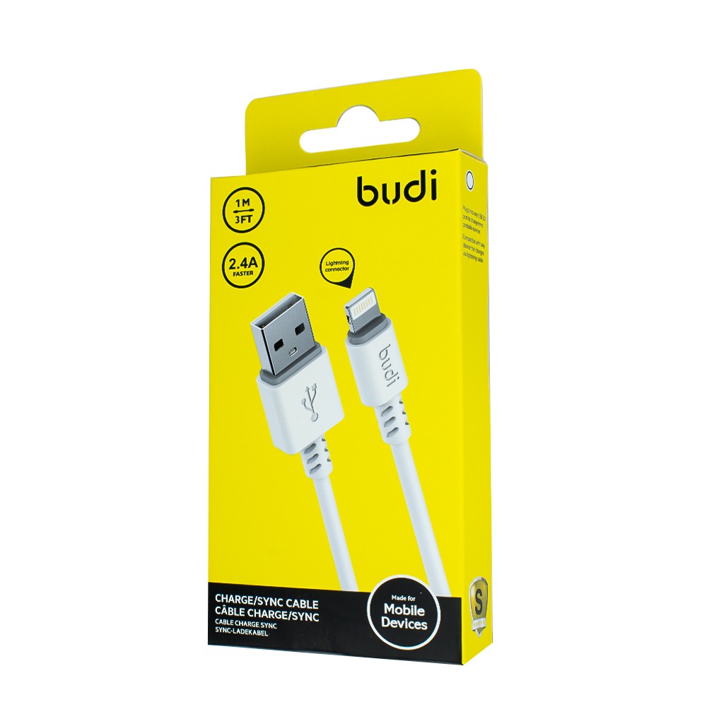 Кабель BUDI Lightning 1m White-0
