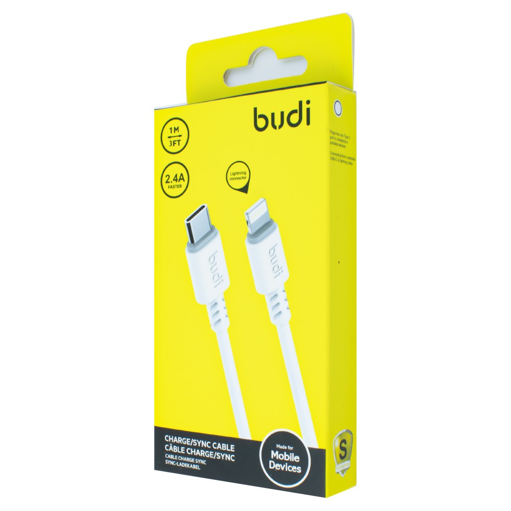 Кабель BUDI Lightning to TYPE-C 1m White-0