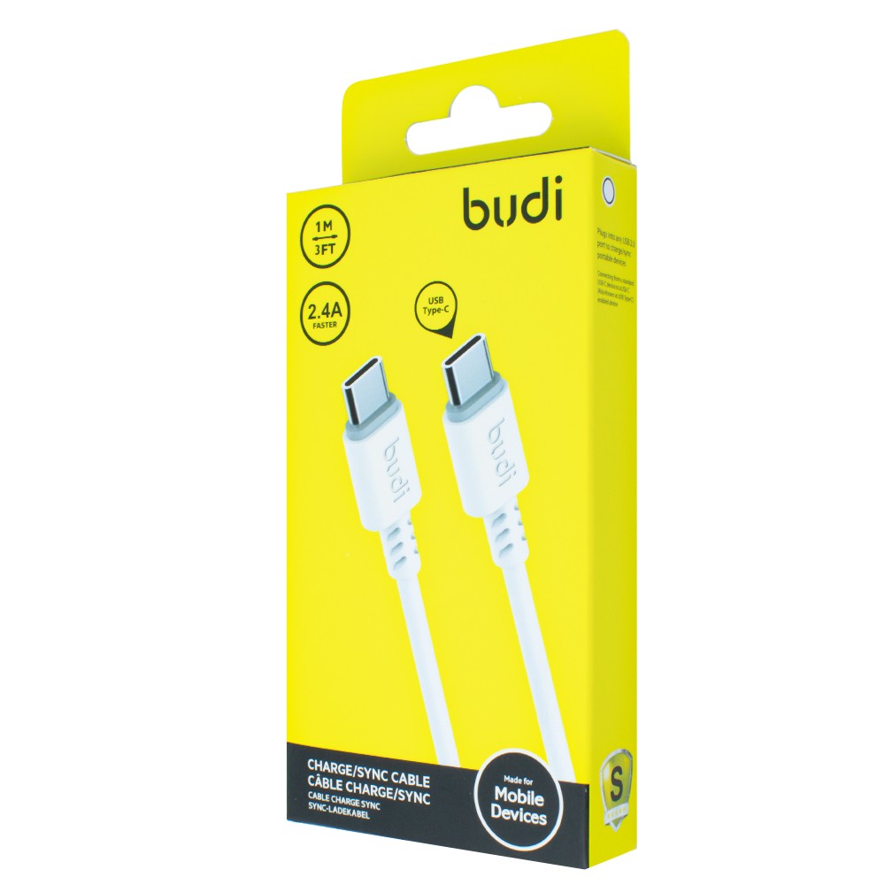 Кабель BUDI TYPE-C to TYPE-C 1m White-0