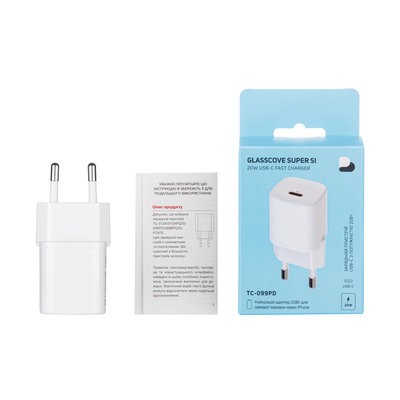 Адаптер мережевий Glasscove (20W)  Type-C  (White)-4