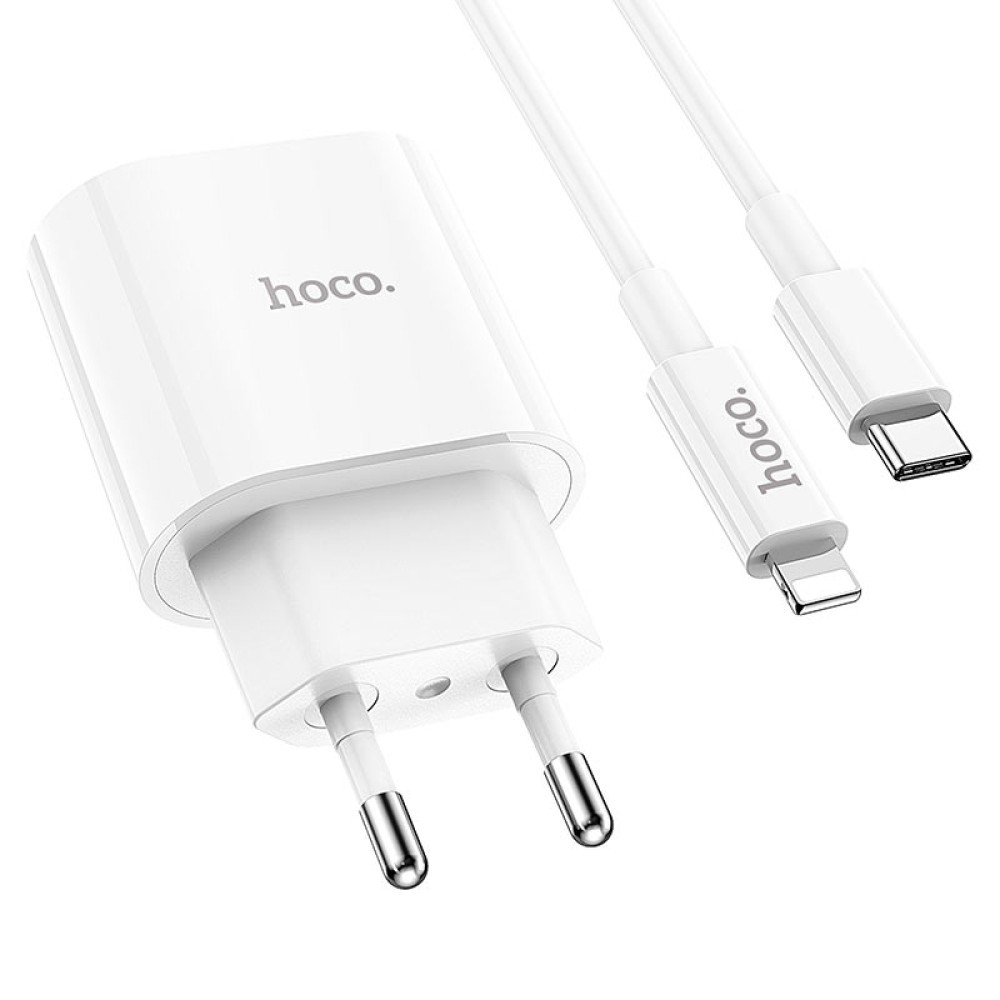 Мережевий ЗП Hoco C94A Metro Type-C to Lightning PD20W Швидка зарядка (Білий)-3