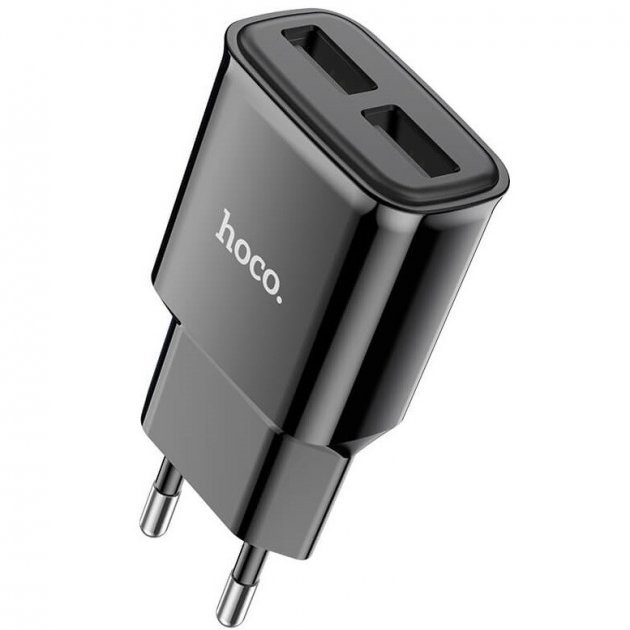 Мережевий адаптер Hoco C88A Star round 2USB 2.4A EU (Чорний)-1