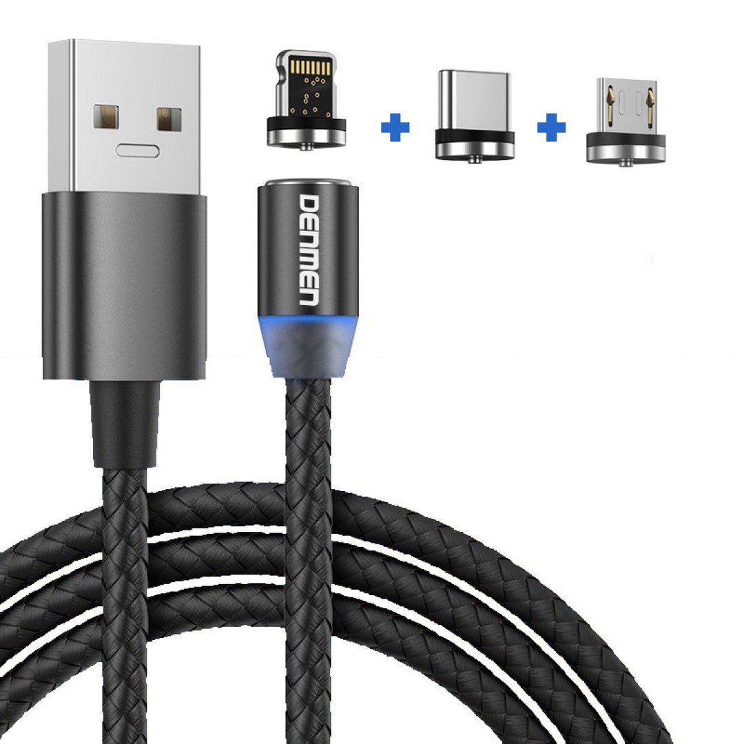 Кабель Denmen D09E 3-in-1 Магнітний Micro+ Lightning+Type-C-0