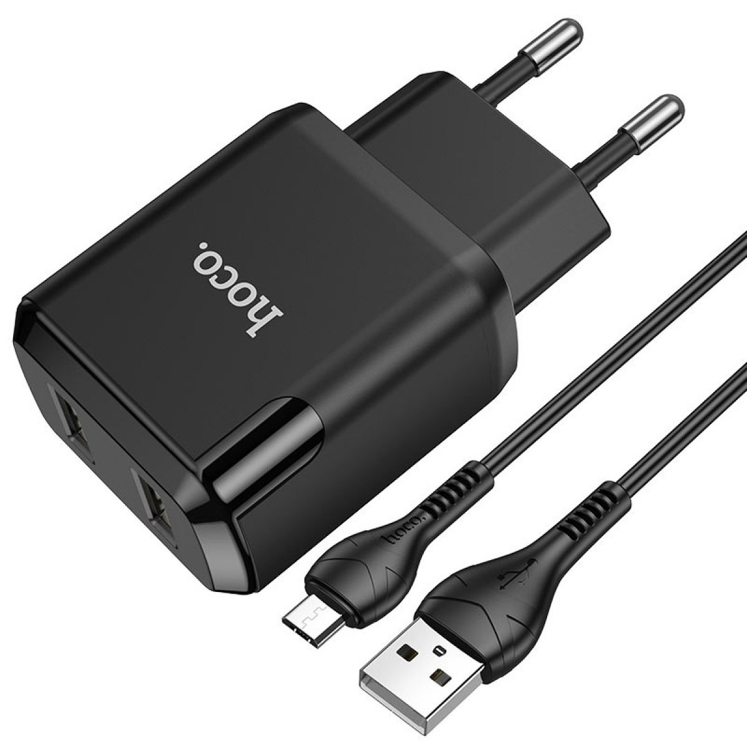 Зарядний пристрій Hoco N7 2USB Micro 2.1A  (Чорний)-1