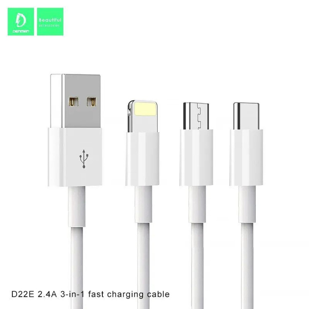 Кабель Denmen D22e 3в1 Білий-1