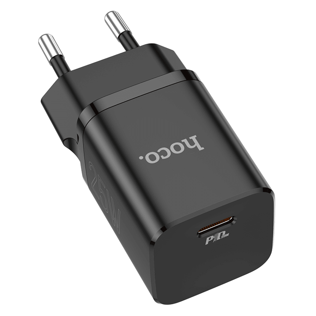 Мережевий адаптер Hoco N19 Rigorous PD25W EU  (Чорний)-0