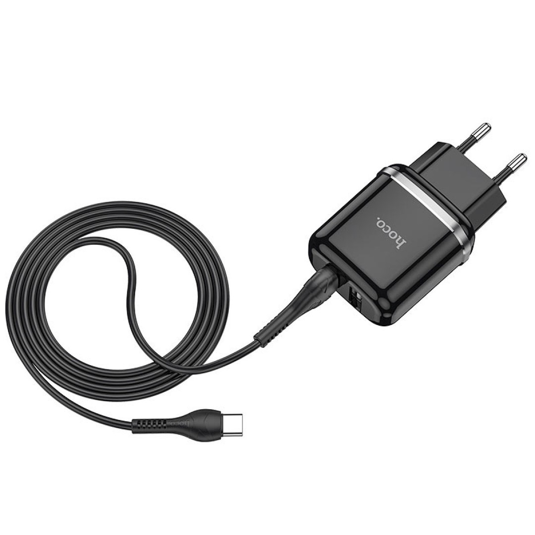 СЗУ Hoco N1 Ardent Type-C 1USB 2.4A EU чорний-0
