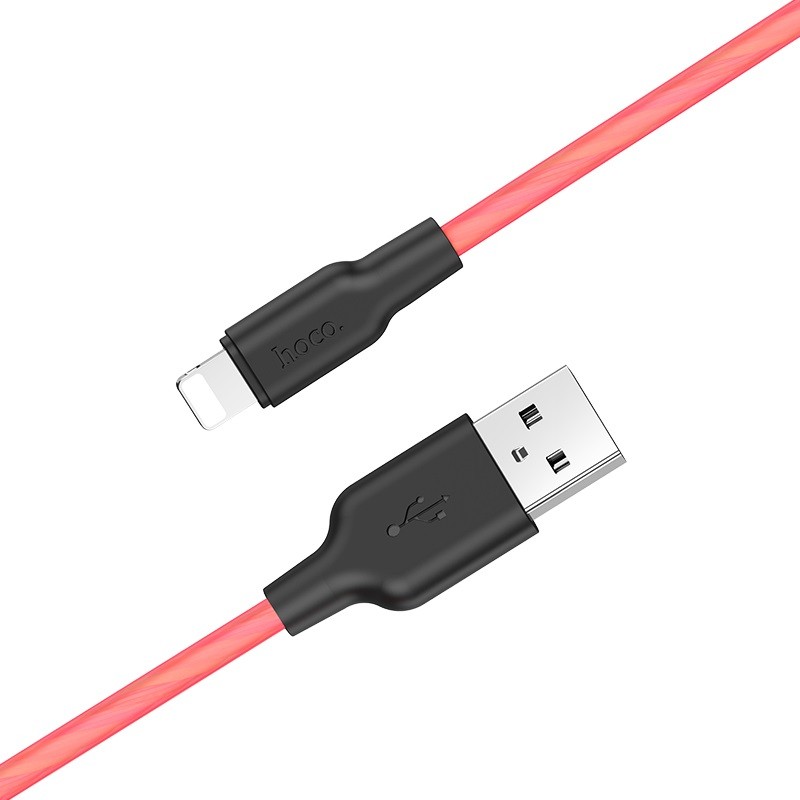 Кабель Lightning Hoco X21+  Fluorescent 1m червоний-0