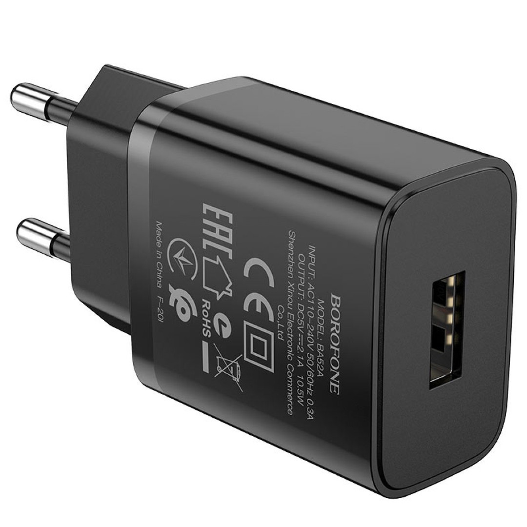 Адаптер orofone BA52A Gamble 1USB 2.1A EU чорний-1