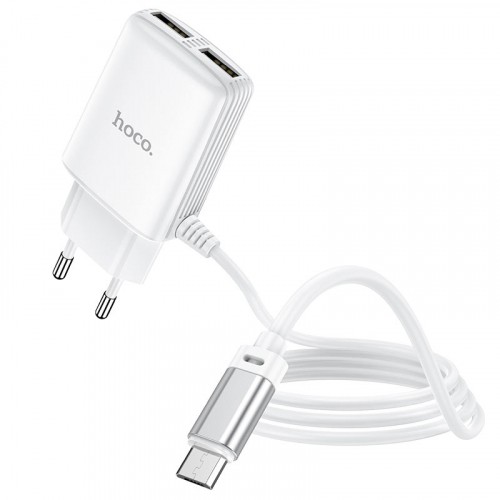 Зарядний пристрій HOCO C82A Real power 2USB/2,4A Micro White-0