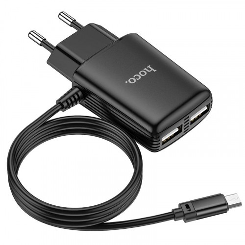 Зарядний пристрій HOCO C82A Real power 2USB/2,4A Micro Black-0