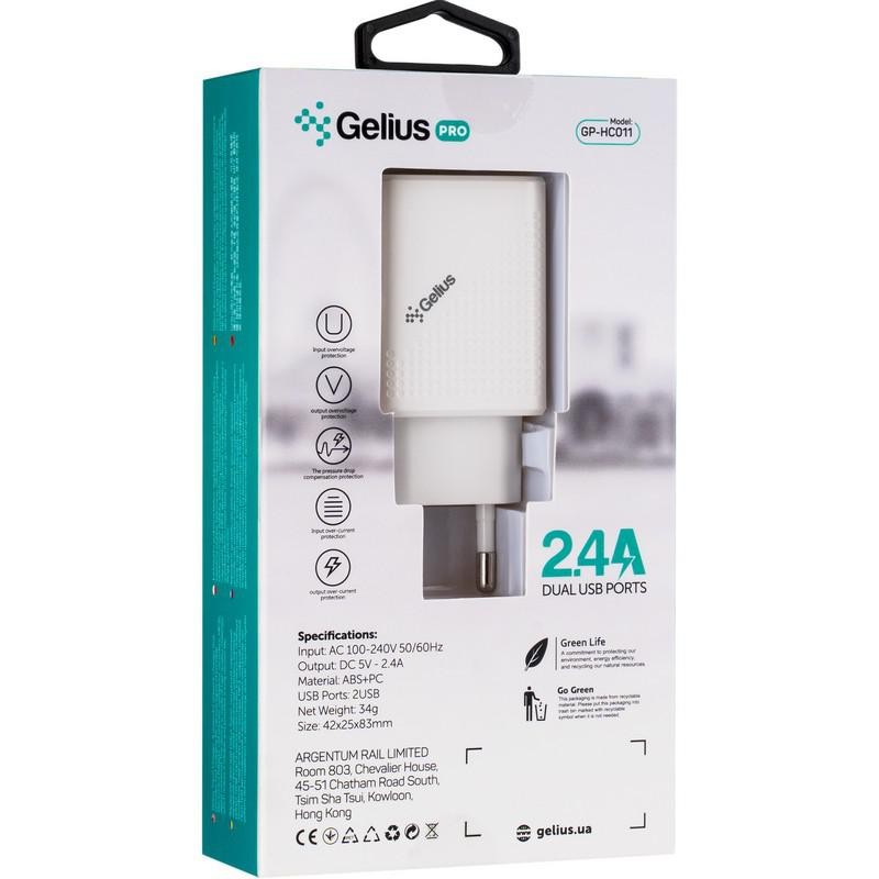 СЗУ Gelius Pro Vogue GP-HC011 2USB 2.4A White-1