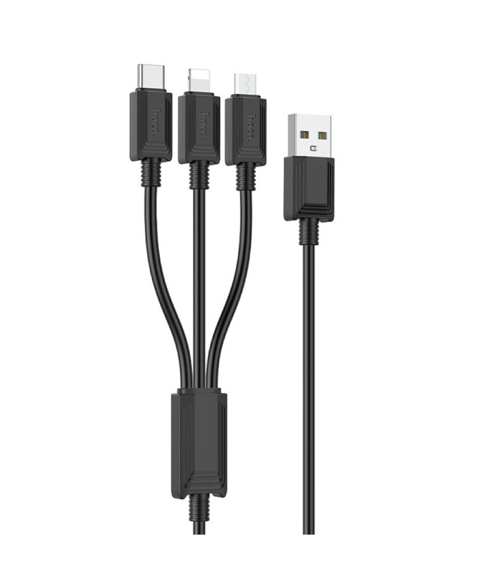 Зарядний шнур Hoco X74 3-in-1 Micro+Lightning+Type-C (Чорний)-1