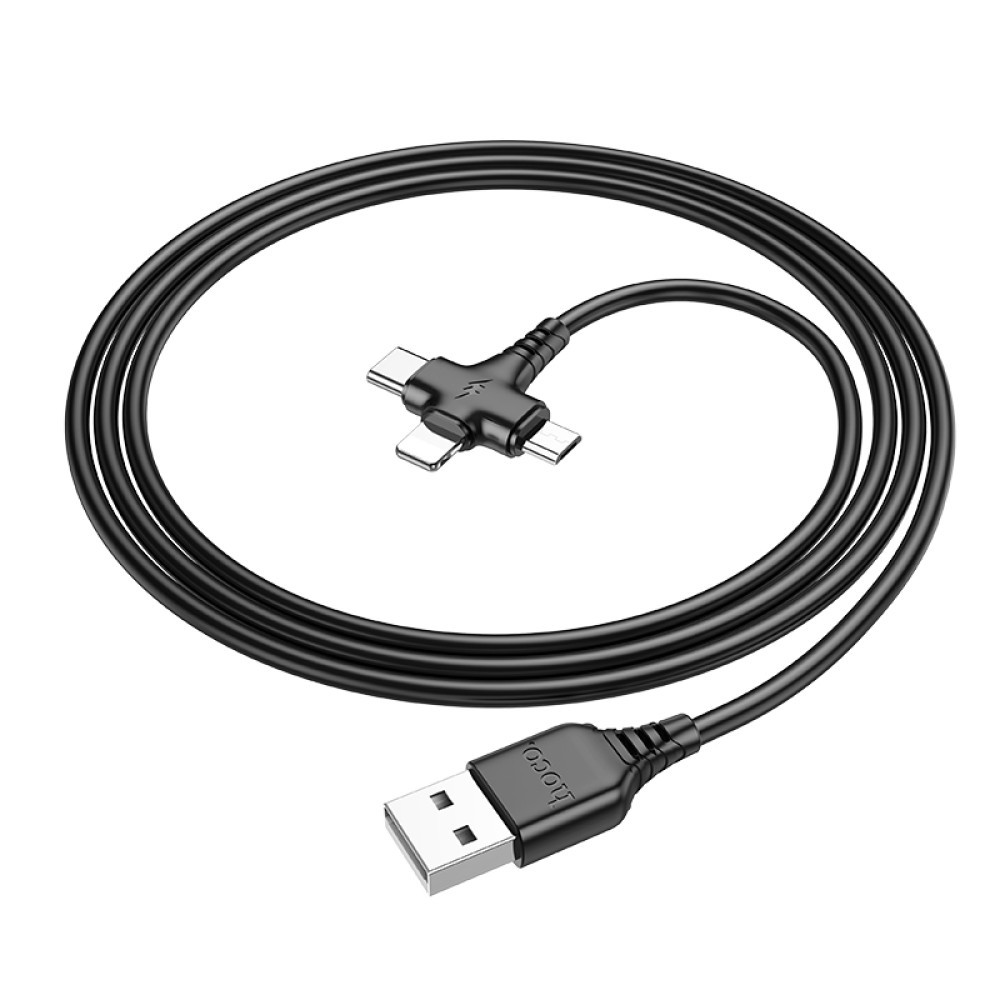 Зарядний шнур Hoco X77 Jewel 3-in-1 Micro+Type-C+Lightning (Чорний)-2