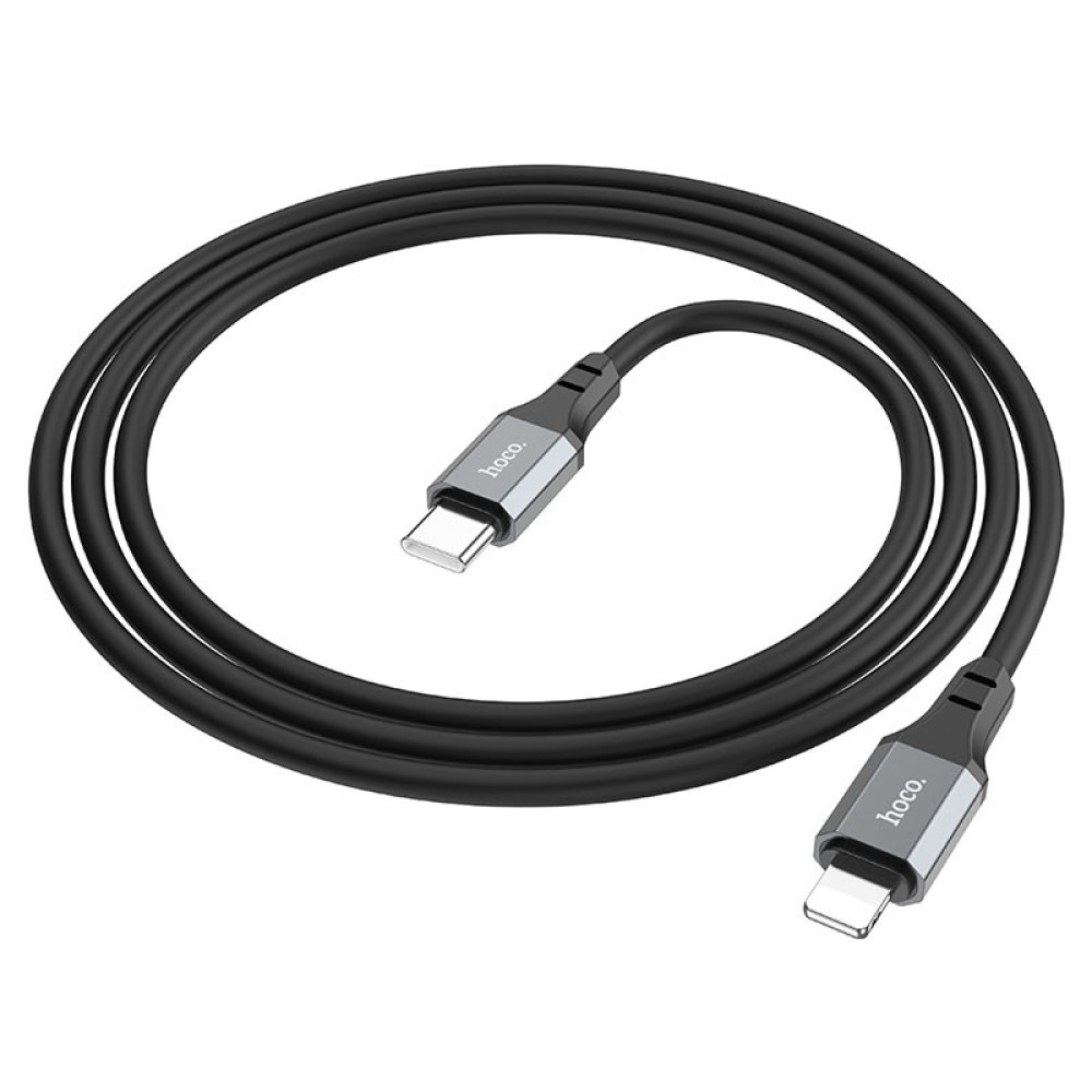 Зарядний шнур TYPE-C to Lightning Hoco X86 Spear silicone PD20W 1m  (Чорний)-1
