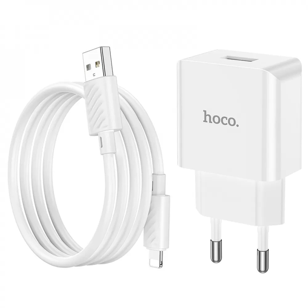 Зарядний пристрій Hoco C106A Leisure Lightning 1USB (EU) (Білий)-1