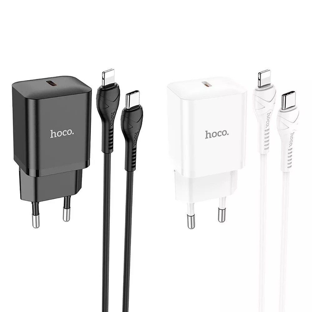 Мережевий ЗП Hoco N27 Innovative Type-C to Lightning 1USB PD20W Швидка зарядка (Чорний)-2