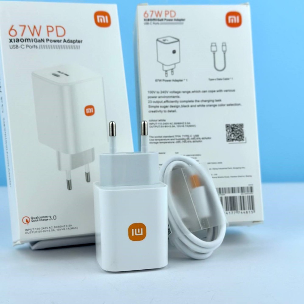 Мережевий ЗП Xiaomi Mi 67W 2 in1  USB-C & data cadel Type-C to Type-C (Білий)-1