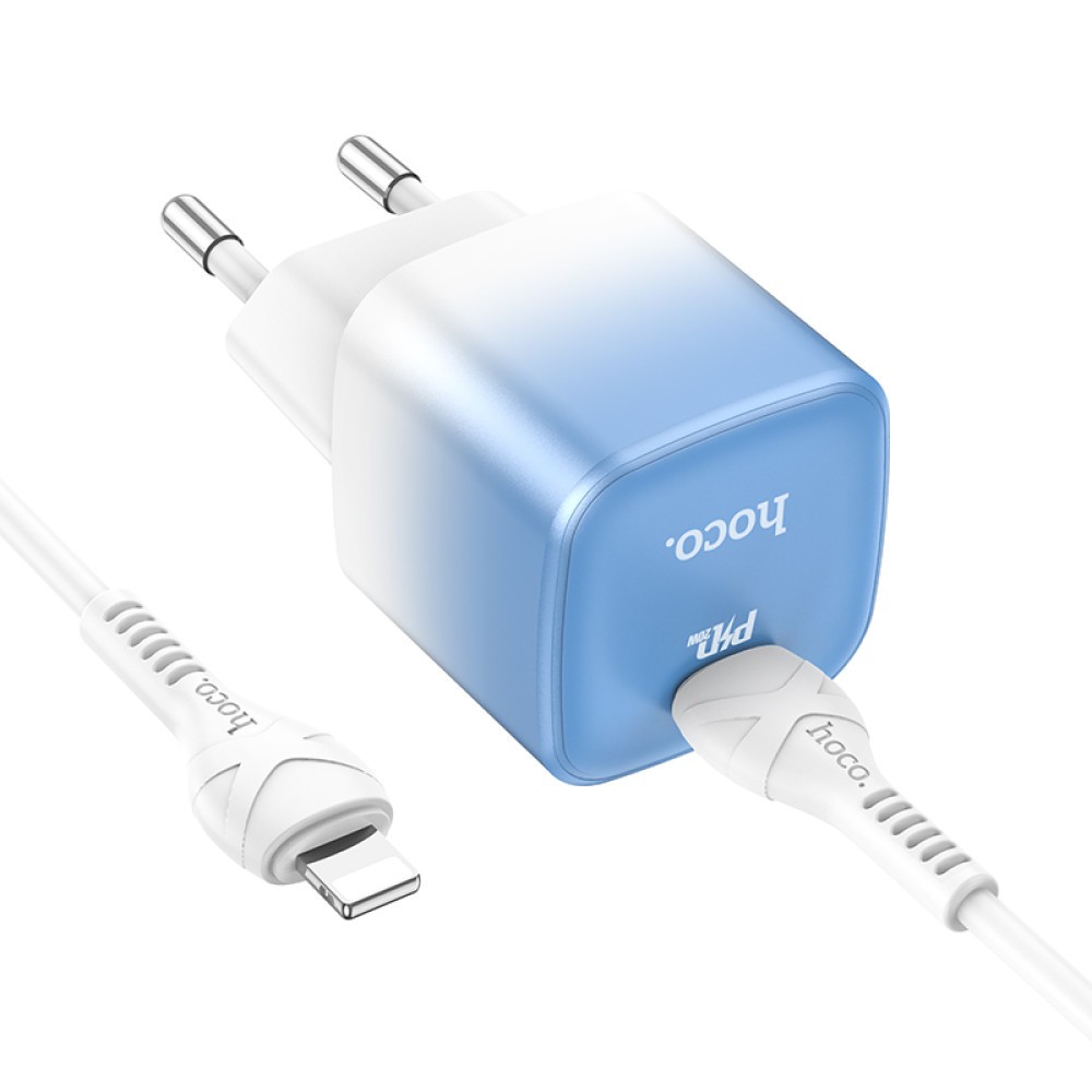 Зарядний пристрій Type-C to Lightning  HOCO C101A PD20W  (Біло-синій)-1